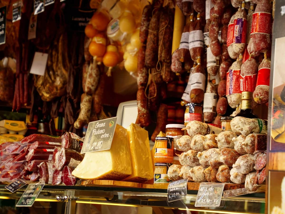 bolzano meats cheeses stand food market