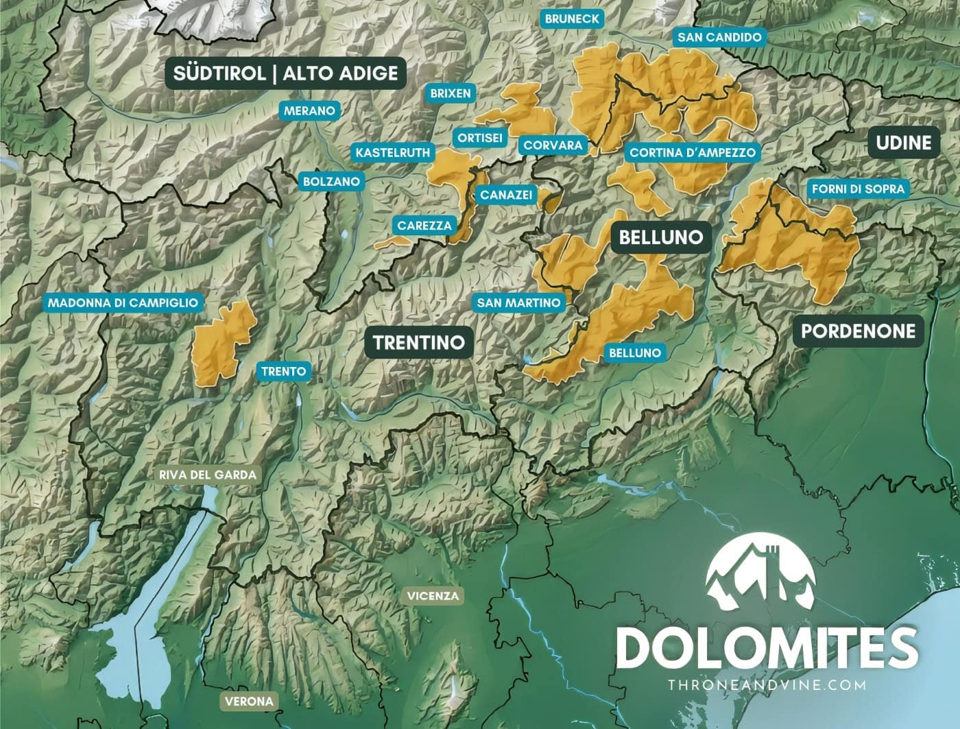 dolomites map italy