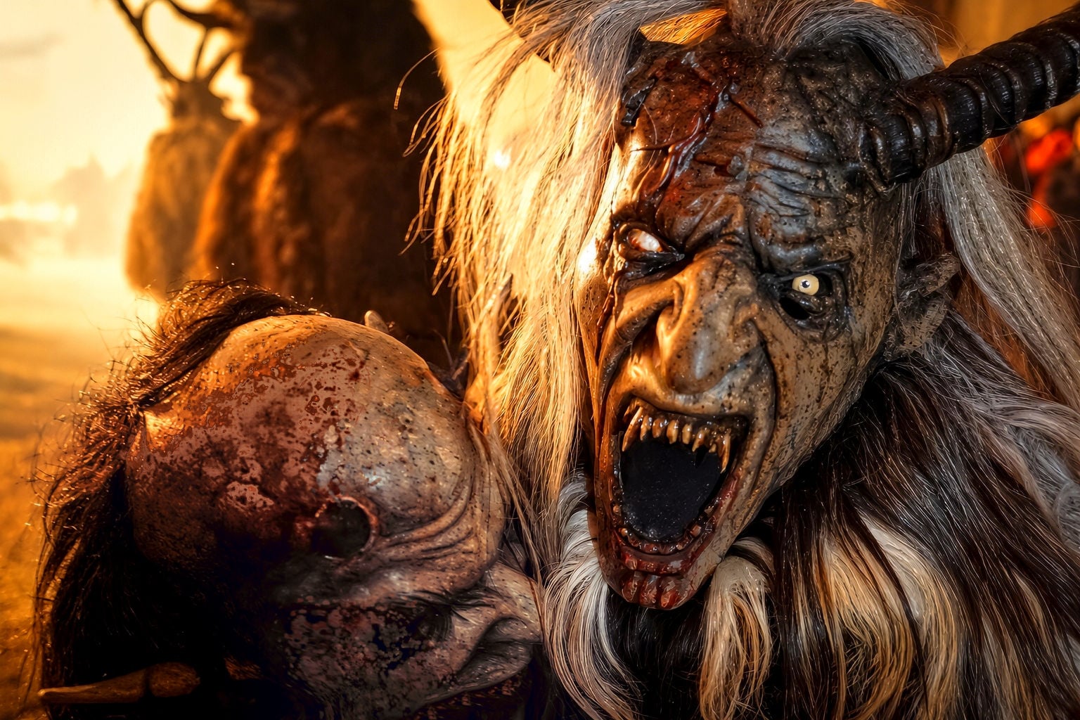 A terrifying Krampus encounter during a Krampus Run in the Alps. 