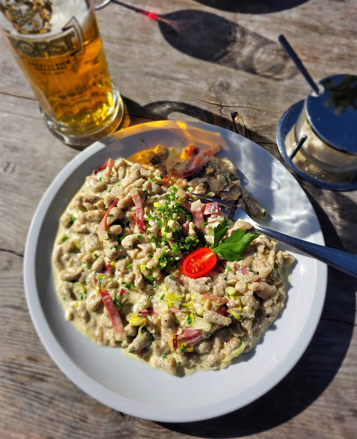 malga cason spatzle speck dish