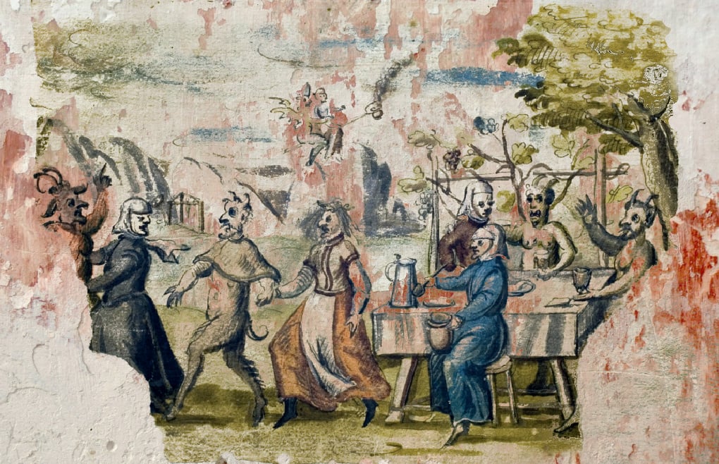 Wander Bullaccia: A Spellbinding Hike to the Hexenbänke in the Dolomites 7 schlern witches fresco