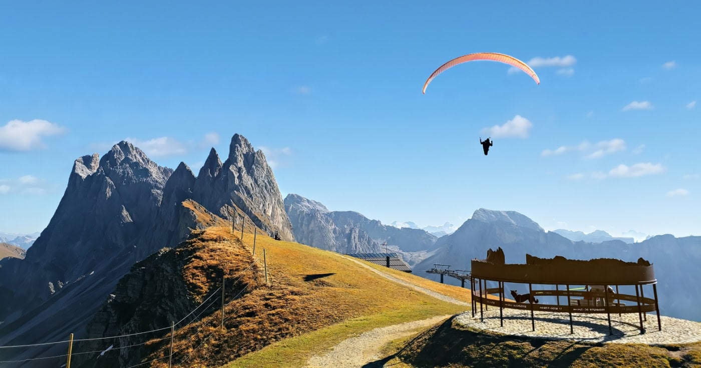 Hiking Seceda: Your 2026 Guide to the Dolomites' Most Iconic Peaks 14 seceda summit paraglider
