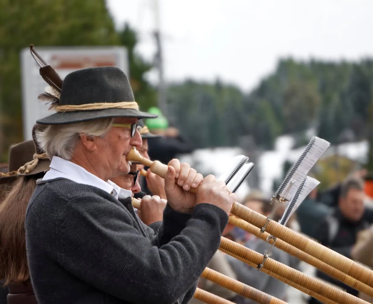 seiser alm almabtrieb alphorn player