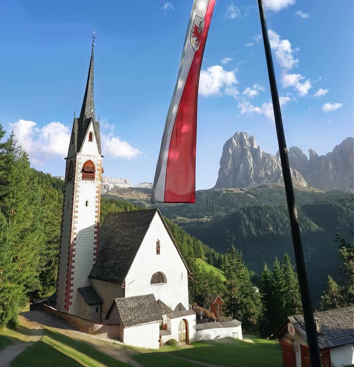 Hiking Seceda: Your 2026 Guide to the Dolomites' Most Iconic Peaks 32 St. Jakob Church in Val Gardena near Ortisei.