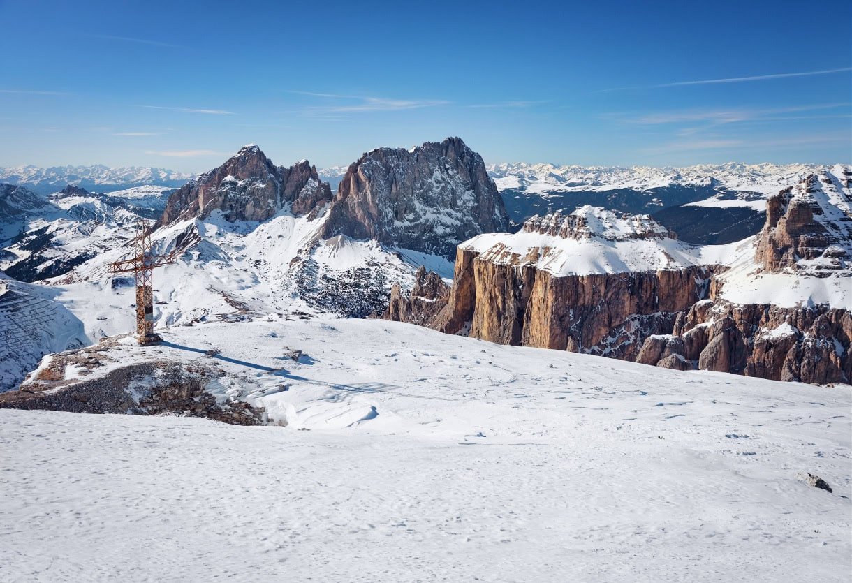 terrace of the dolomites winter season
