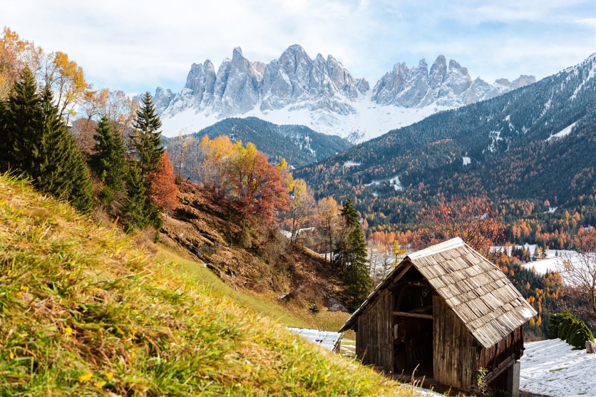 A view of the Dolomites in late autumn.