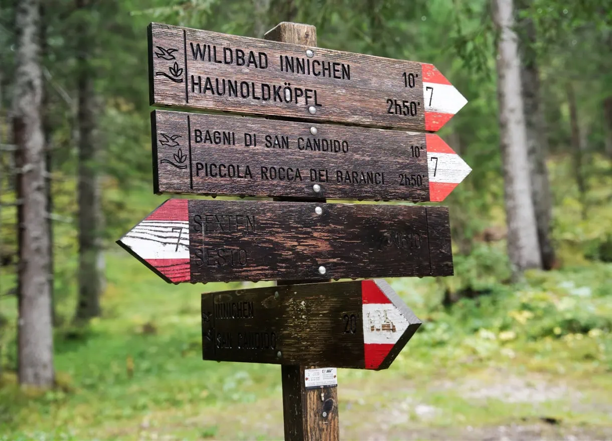Discover Wildbad Innichen: Ghostly Ruins Deep in the Dolomites 18 wildbad innichen bagni san candido trail sign